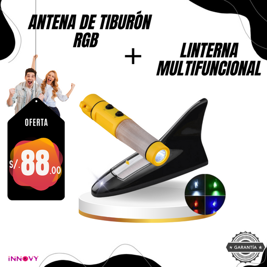 Aleta de tiburón RGB con carga solar para auto