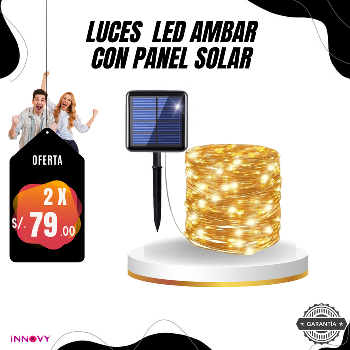 LUCES AMBAR CON PANEL SOLAR 2 X 1