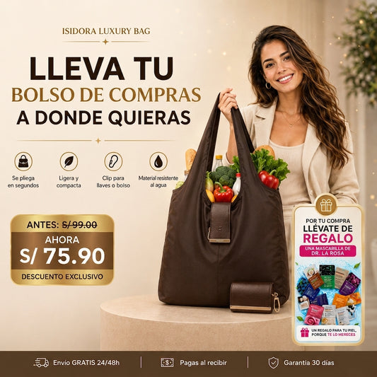 BOLSO DE COMPRAS PLEGABLE ISIDORA MARRÓN